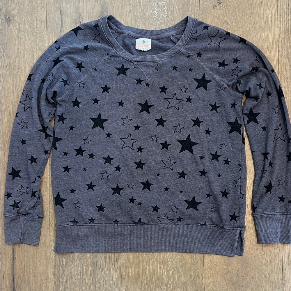 Sundry Star Patterned Gray Purple sweatshirt size xs